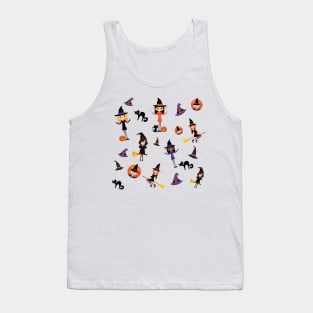 Cute Witch Pattern - Orange Tank Top